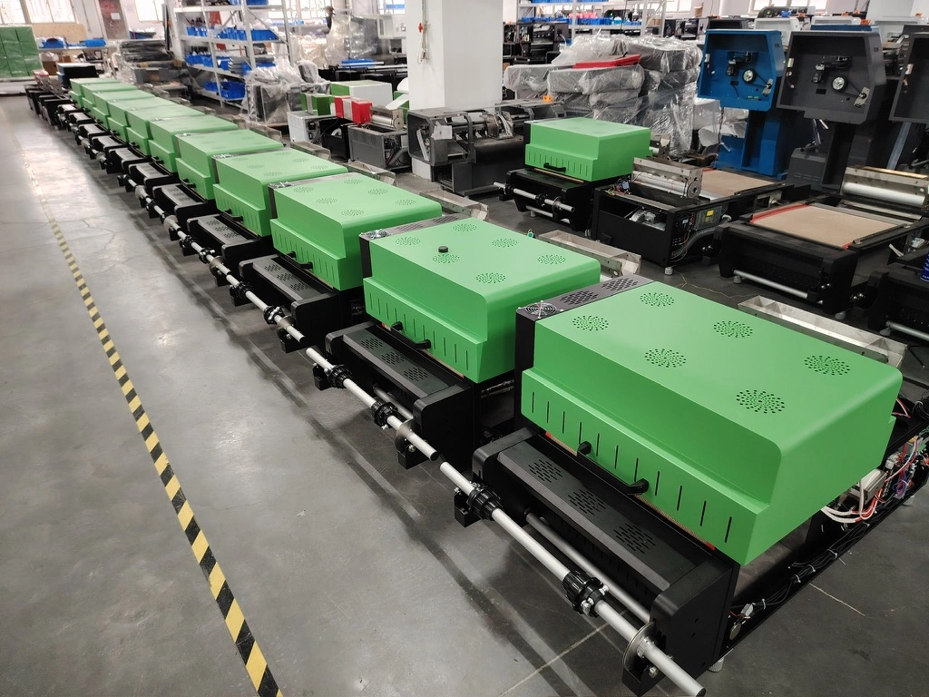 Green and black Colibri printer equipment in production