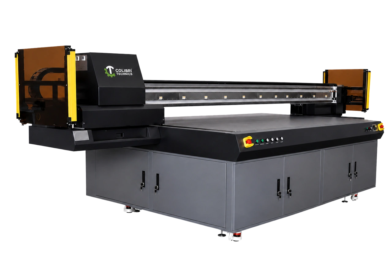 Colibri 1325G6 Pro Series LED-UV flatbed printer from a three-quarter angle