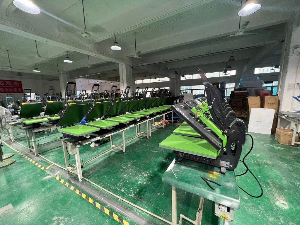 Rows of heat presses on the Colibri production floor