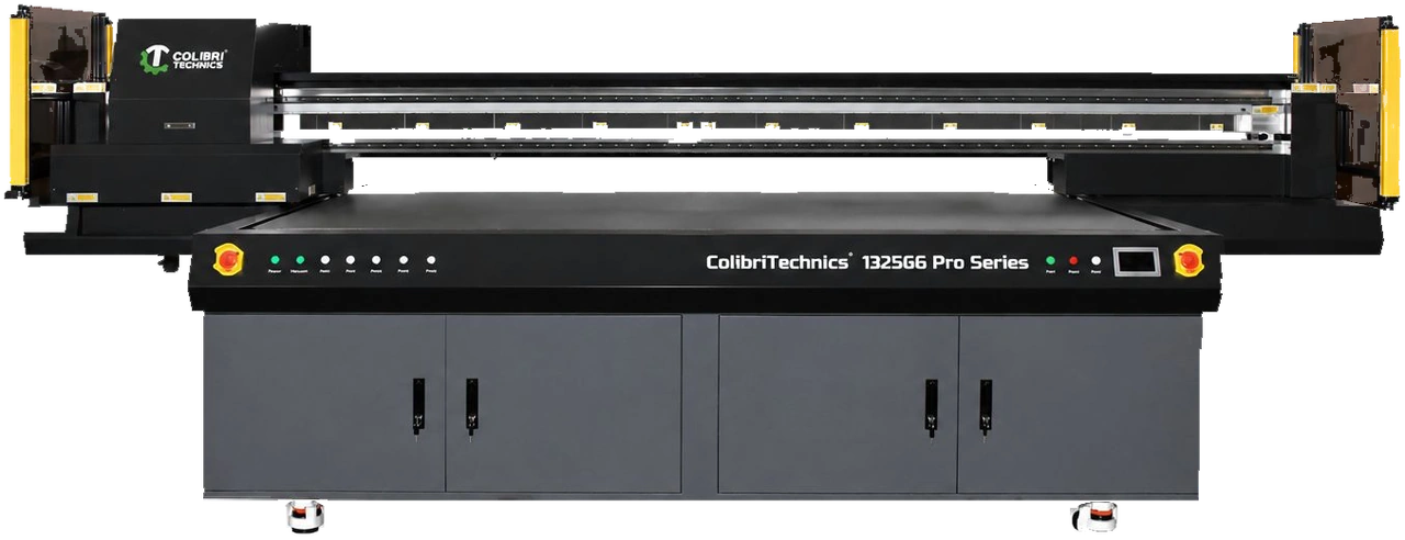 Colibri 1325G6 Pro Series LED-UV flatbed printer in the approved frontal view