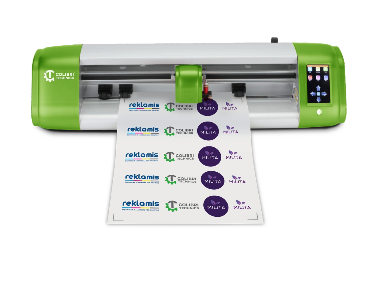 CA-24 plotter cutting a printed sheet of contour labels